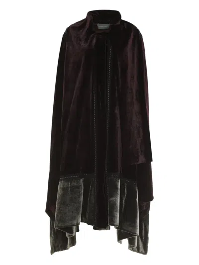ALBERTA FERRETTI VELVET RUFFLED CAPE