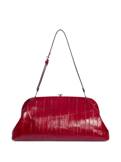 Alberta Ferretti Vertical-stripe Clutch Bag In Red