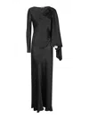 Alberta Ferretti One-shoulder Black Evening Dress With Flowing Cape Sleeve In Negro