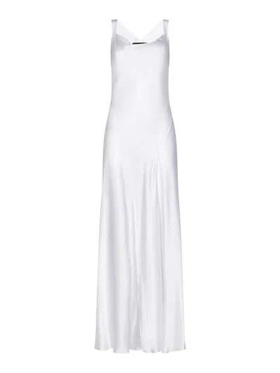 Alberta Ferretti Long White Satin Dress