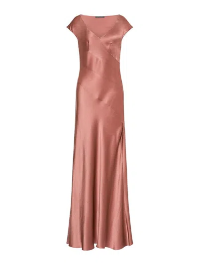 Alberta Ferretti Panelled Satin Gown In Pink