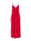 Alberta Ferretti Alberta Ferreti Chiffon Ruffled Long Dress In Red