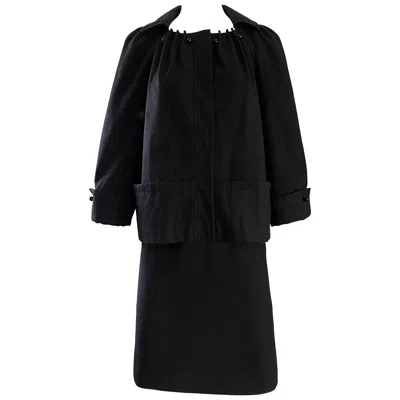Pre-owned Alberta Ferretti Vintage  Size 6 1990s Does 1960s Black Wool 90s Skirt Suit