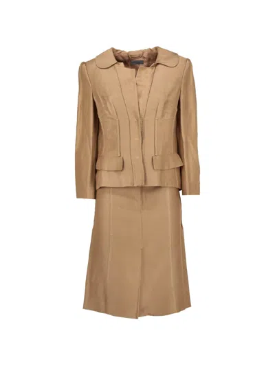 Pre-owned Alberta Ferretti Vintage Contrast-stitch Suit In Neutral