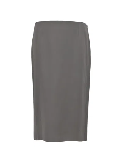 Pre-owned Alberta Ferretti Vintage High-waisted Straight Skirt In Gray