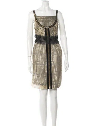 Pre-owned Alberta Ferretti Vintage Mini Dress In Gold