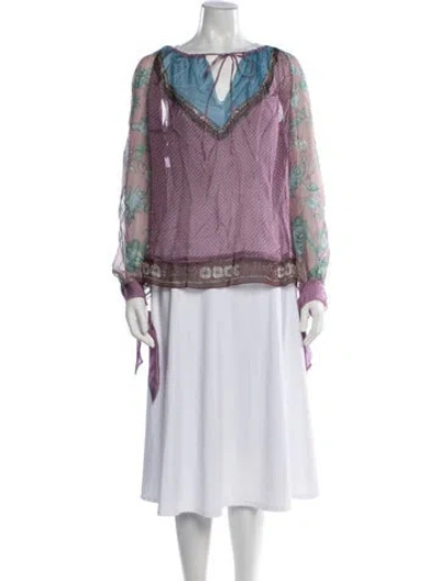 Pre-owned Alberta Ferretti Vintage Silk Blouse In Multicolor