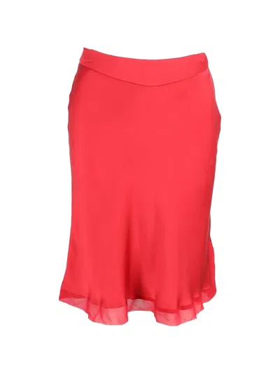 Pre-owned Alberta Ferretti Vintage Silk Mini Skirt In Red