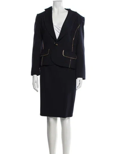 Pre-owned Alberta Ferretti Vintage Wool Skirt Suit In Blue