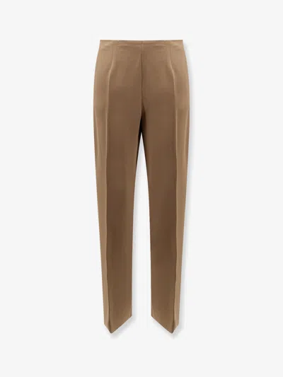 Alberta Ferretti Virgin Wool And Silk Trousers In Brown