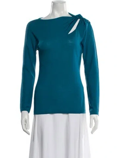 Pre-owned Alberta Ferretti Virgin Wool Asymmetrical Top In Blue