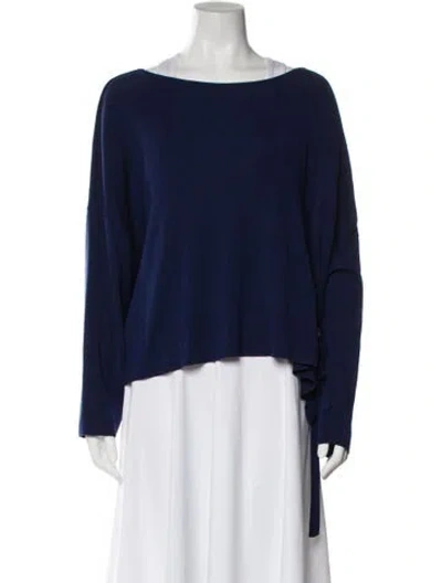 Pre-owned Alberta Ferretti Virgin Wool Bateau Neckline Sweater In Blue
