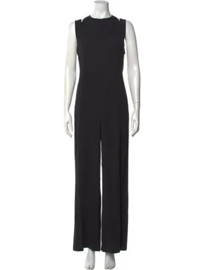 Pre-owned Alberta Ferretti Virgin Wool Crew Neck Jumpsuit In Black