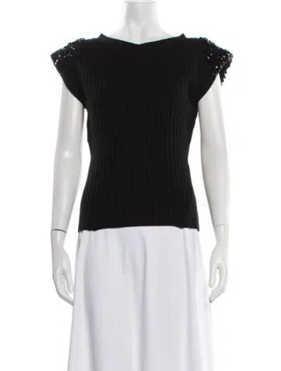Pre-owned Alberta Ferretti Virgin Wool Crew Neck Top In Black