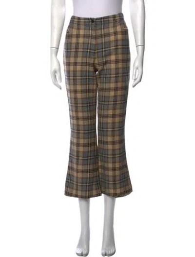 Pre-owned Alberta Ferretti Virgin Wool Flared Pants In Neutrals
