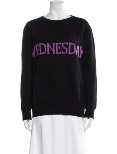 Pre-owned Alberta Ferretti Virgin Wool Graphic Print Sweater In Black