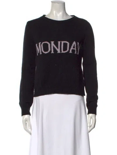 Pre-owned Alberta Ferretti Virgin Wool Graphic Print Sweater In Black