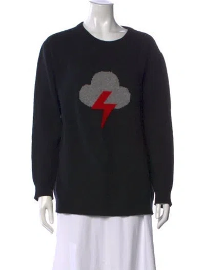 Pre-owned Alberta Ferretti Virgin Wool Graphic Print Sweater In Black