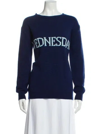 Pre-owned Alberta Ferretti Virgin Wool Graphic Print Sweater In Blue