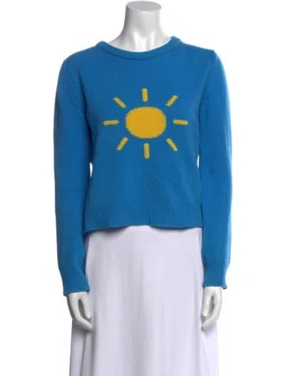 Pre-owned Alberta Ferretti Virgin Wool Graphic Print Sweater In Blue