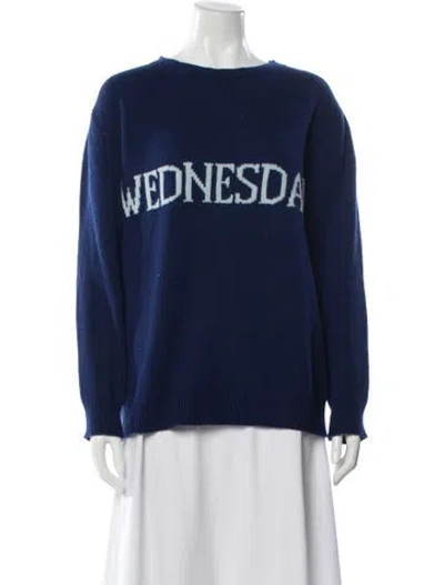 Pre-owned Alberta Ferretti Virgin Wool Graphic Print Sweater In Blue