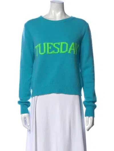 Pre-owned Alberta Ferretti Virgin Wool Graphic Print Sweater In Blue