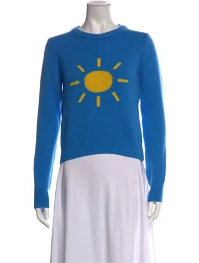 Pre-owned Alberta Ferretti Virgin Wool Graphic Print Sweater In Blue