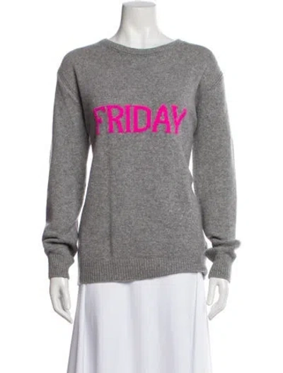 Pre-owned Alberta Ferretti Virgin Wool Graphic Print Sweater In Gray