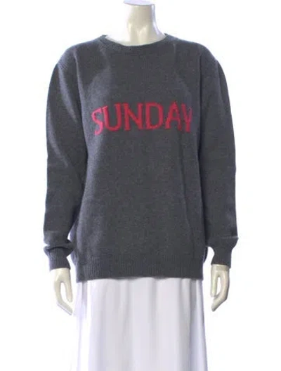 Pre-owned Alberta Ferretti Virgin Wool Graphic Print Sweater In Gray