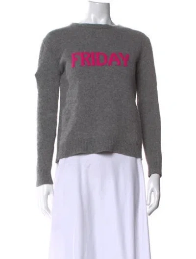 Pre-owned Alberta Ferretti Virgin Wool Graphic Print Sweater In Gray