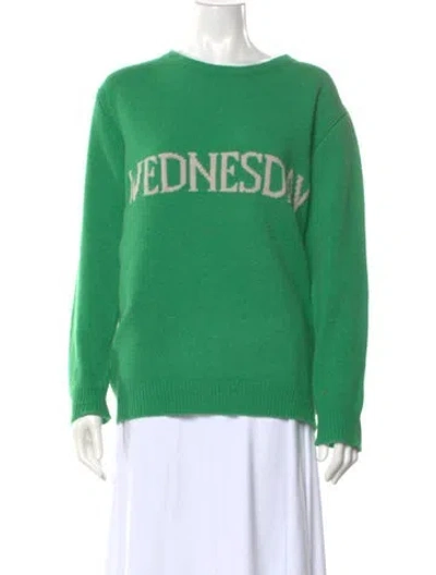 Pre-owned Alberta Ferretti Virgin Wool Graphic Print Sweater In Green