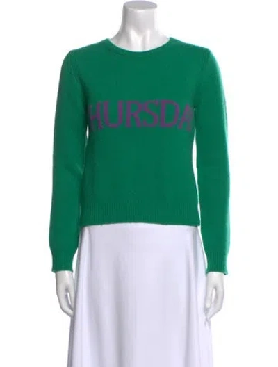 Pre-owned Alberta Ferretti Virgin Wool Graphic Print Sweater In Green