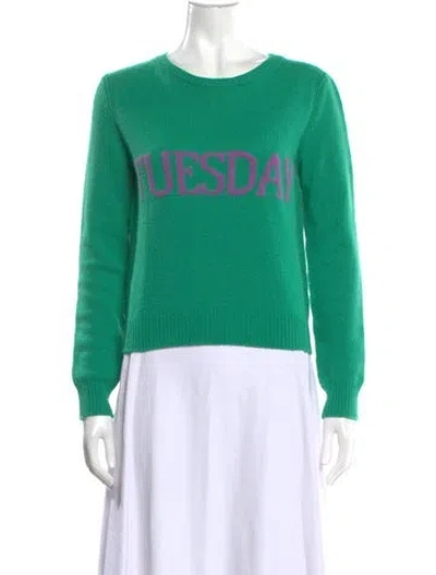 Pre-owned Alberta Ferretti Virgin Wool Graphic Print Sweater In Green