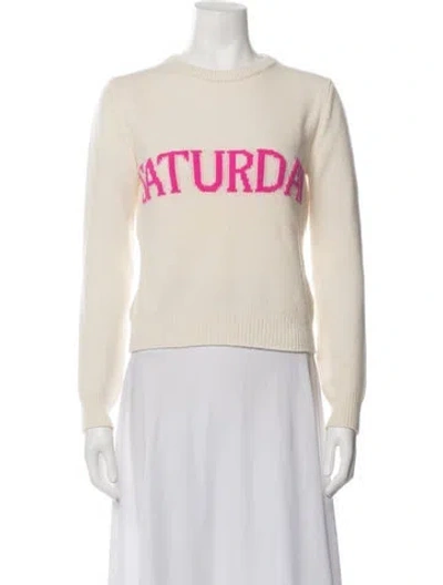 Pre-owned Alberta Ferretti Virgin Wool Graphic Print Sweater In Neutrals