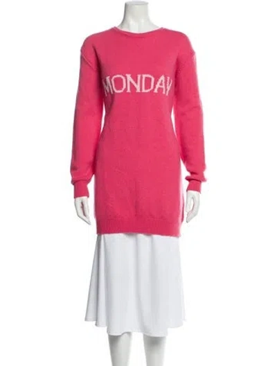 Pre-owned Alberta Ferretti Virgin Wool Graphic Print Sweater In Pink