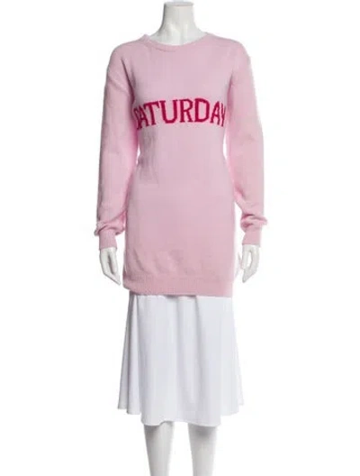 Pre-owned Alberta Ferretti Virgin Wool Graphic Print Sweater In Pink