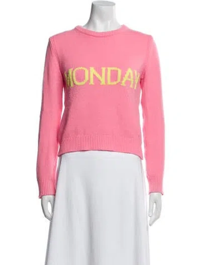 Pre-owned Alberta Ferretti Virgin Wool Graphic Print Sweater In Pink