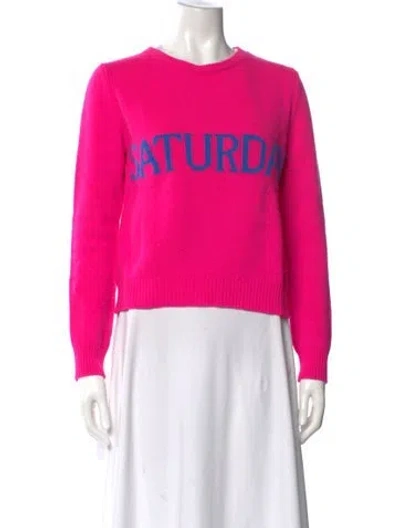 Pre-owned Alberta Ferretti Virgin Wool Graphic Print Sweater In Pink