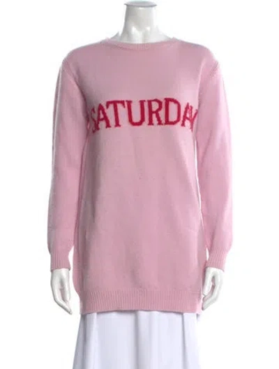 Pre-owned Alberta Ferretti Virgin Wool Graphic Print Sweater In Pink