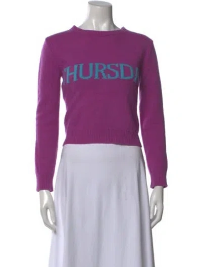 Pre-owned Alberta Ferretti Virgin Wool Graphic Print Sweater In Purple