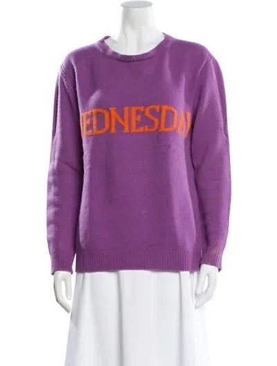 Pre-owned Alberta Ferretti Virgin Wool Graphic Print Sweater In Purple