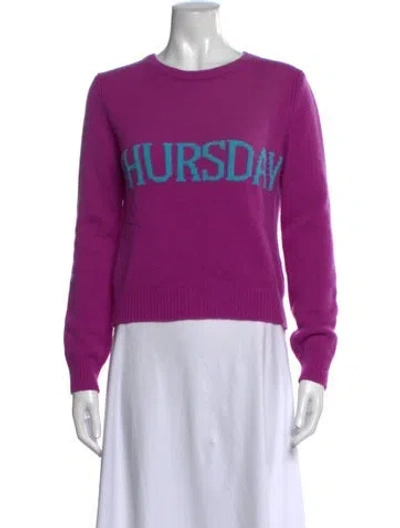 Pre-owned Alberta Ferretti Virgin Wool Graphic Print Sweater In Purple