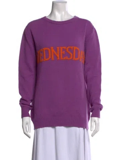 Pre-owned Alberta Ferretti Virgin Wool Graphic Print Sweater In Purple