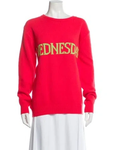 Pre-owned Alberta Ferretti Virgin Wool Graphic Print Sweater In Red