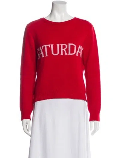 Pre-owned Alberta Ferretti Virgin Wool Graphic Print Sweater In Red