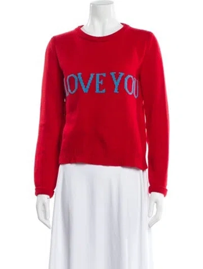 Pre-owned Alberta Ferretti Virgin Wool Graphic Print Sweater In Red