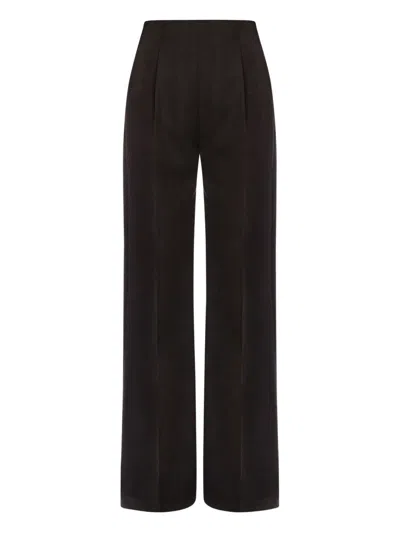 Alberta Ferretti Virgin-wool High-waisted Trousers In Black