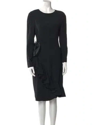 Pre-owned Alberta Ferretti Virgin Wool Knee-length Dress In Black