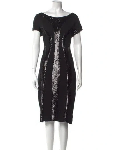 Pre-owned Alberta Ferretti Virgin Wool Knee-length Dress In Black