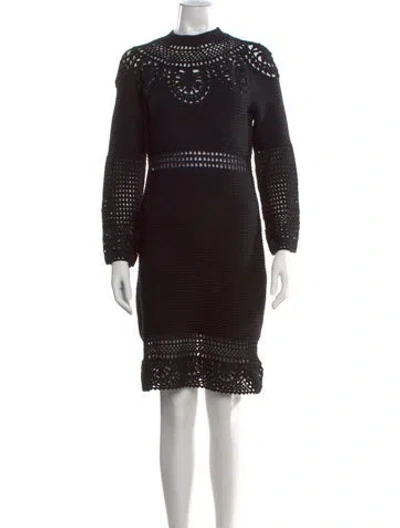 Pre-owned Alberta Ferretti Virgin Wool Knee-length Dress In Black